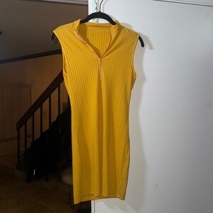 Yellow Sleeveless Ribbed Dress